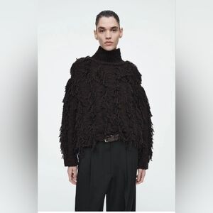 COS Fringed Wool Turtleneck Sweater